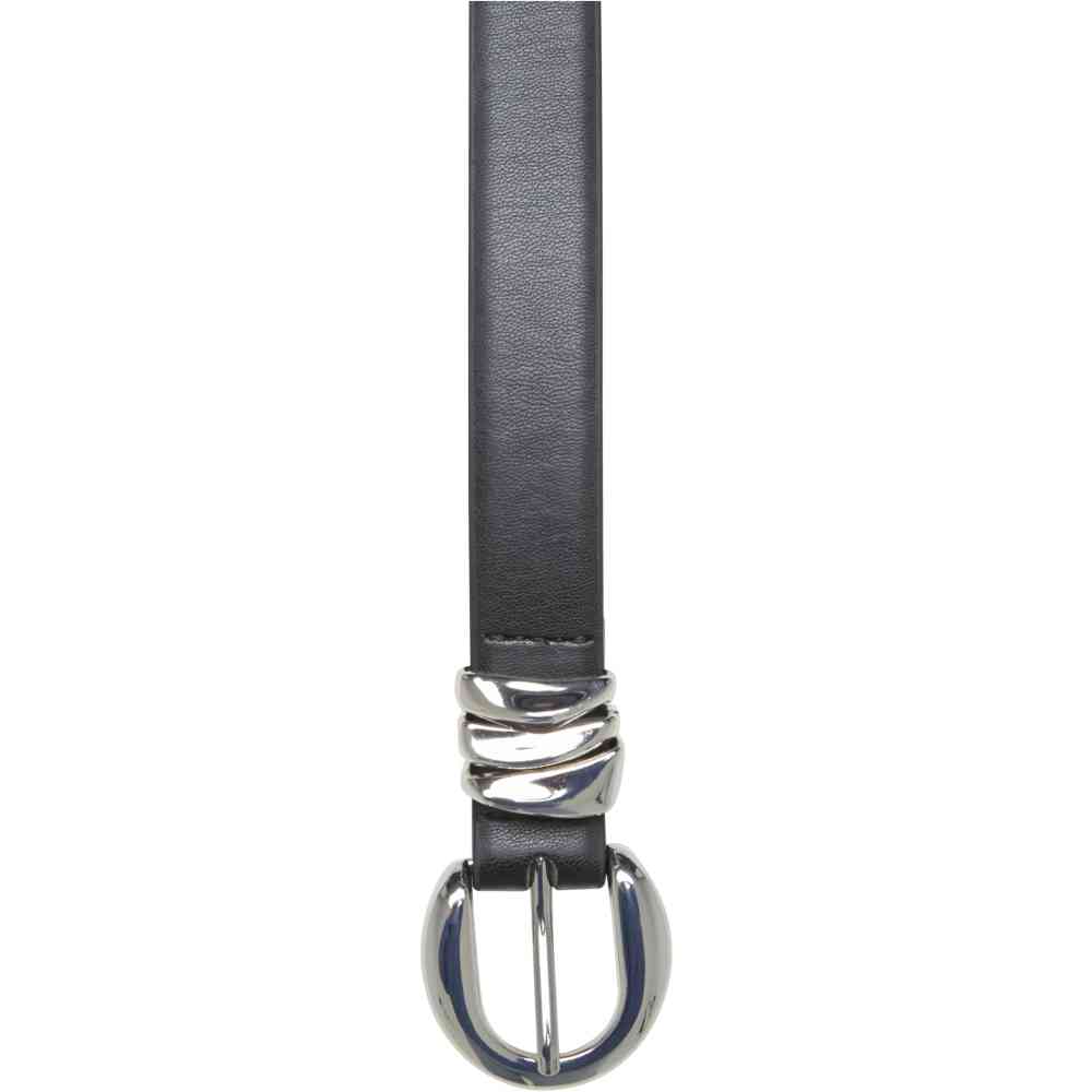 Urban Classics - Chunky Multiple Loop Synthetic Leather Riem - Zwart/Zilverkleurig